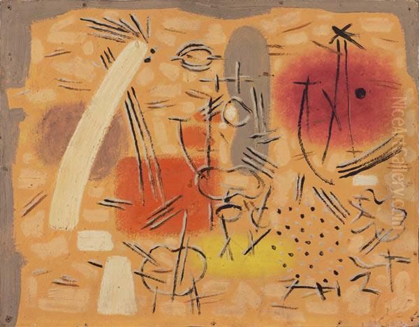 Ritzfiguren Landschaftlich Oil Painting by Willi Baumeister