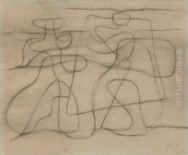 Linienfiguren Oil Painting by Willi Baumeister