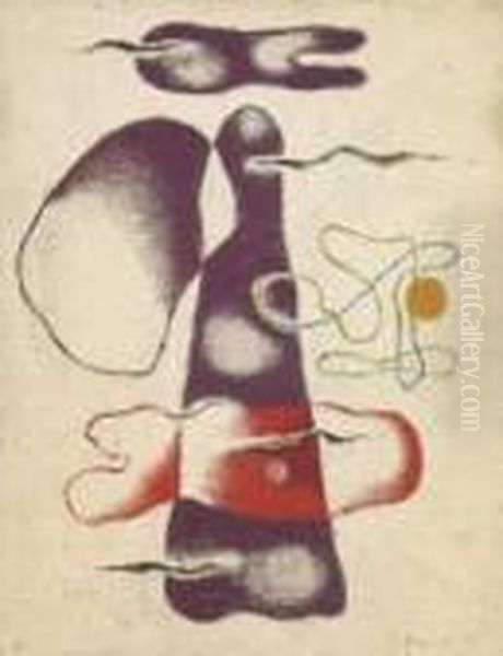 Mit Zwei Lineamenten Oil Painting by Willi Baumeister