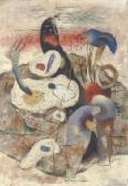 Eidos Mit Weiser Sandflache Oil Painting by Willi Baumeister