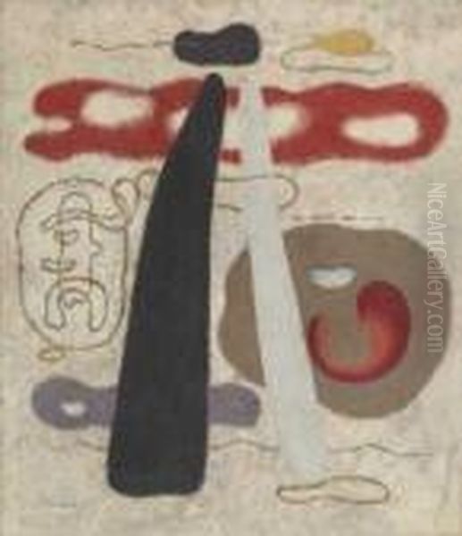 Senkrechte Mit Wimpelform Oil Painting by Willi Baumeister