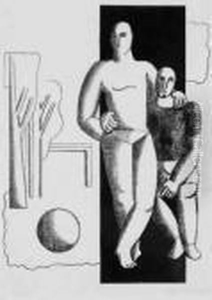 Fusballspieler Oil Painting by Willi Baumeister