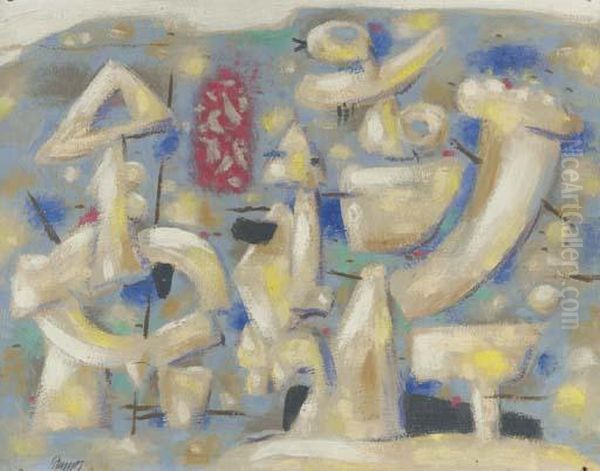Figuren Auf Blau Oil Painting by Willi Baumeister