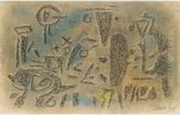 Relieffiguren Oil Painting by Willi Baumeister