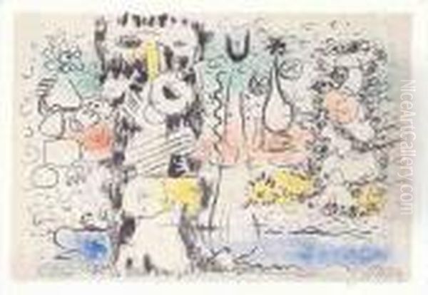 Urzeitgestalten Oil Painting by Willi Baumeister