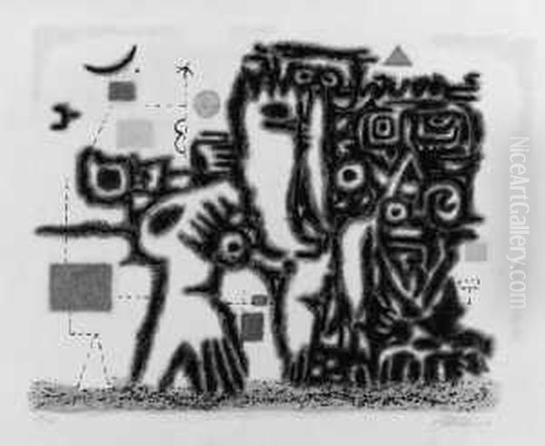 Zwei Weltalter Oil Painting by Willi Baumeister