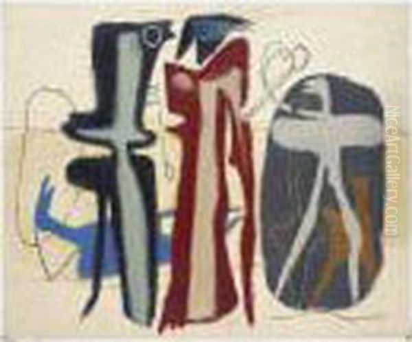 Afrikanischer Stil (african Style) Oil Painting by Willi Baumeister