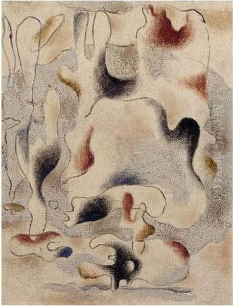 Eidos Erdfarben (eidos Earth-colours) Oil Painting by Willi Baumeister