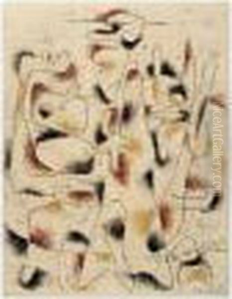 Eidos Erdfarben (eidos Earth-colours) Oil Painting by Willi Baumeister