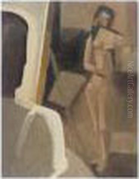 Maler Und Modell (painter And Model) Oil Painting by Willi Baumeister