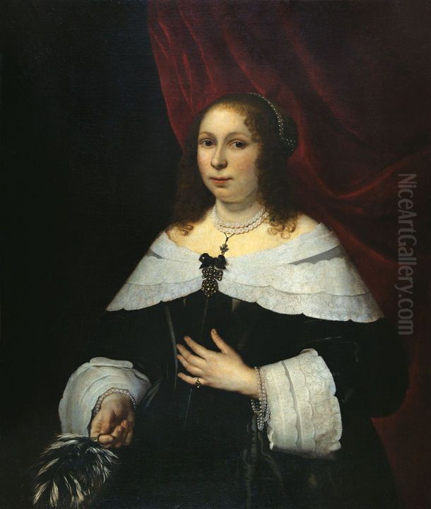 Lady in Black Oil Painting by Bartholomeus Van Der Helst
