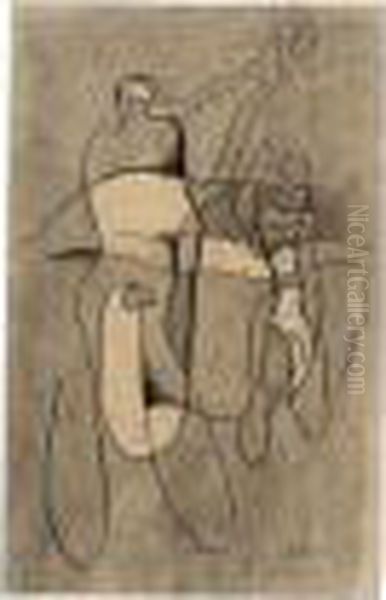 Ballspieler (the Ballplayer) Oil Painting by Willi Baumeister