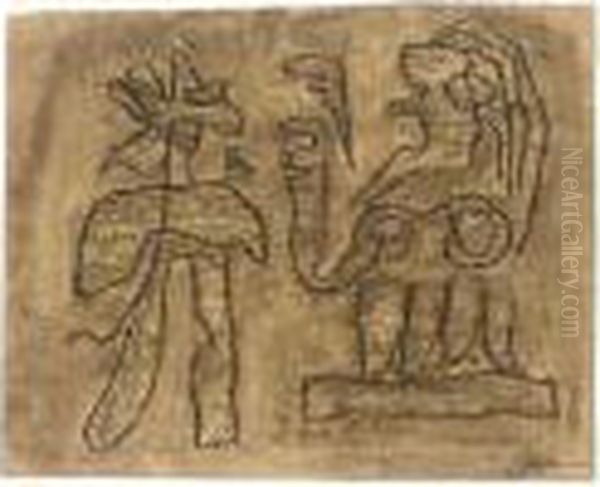 Dialog Aus Saul (dialogue From Saul) Oil Painting by Willi Baumeister