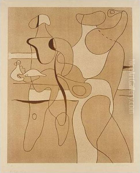 Tennisspieler (i, Hochformat) (spielmann 93.c) Oil Painting by Willi Baumeister