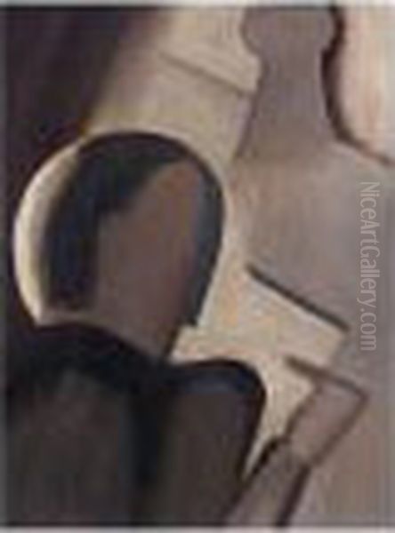 Figur Aus Dem Bild ````lesende'' (figure From The Painting ````reading Woman'') Oil Painting by Willi Baumeister