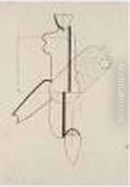 Ohne Titel (senkrechter Und Diagonaler Korper) (spielmann 64) Oil Painting by Willi Baumeister