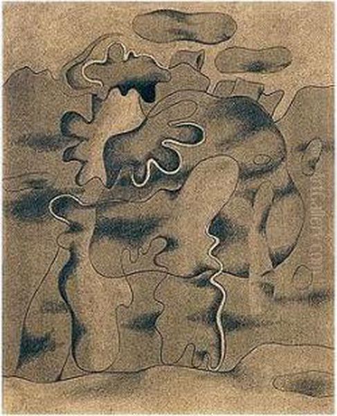 Tertiar-gestalt (tertiary Being) Oil Painting by Willi Baumeister