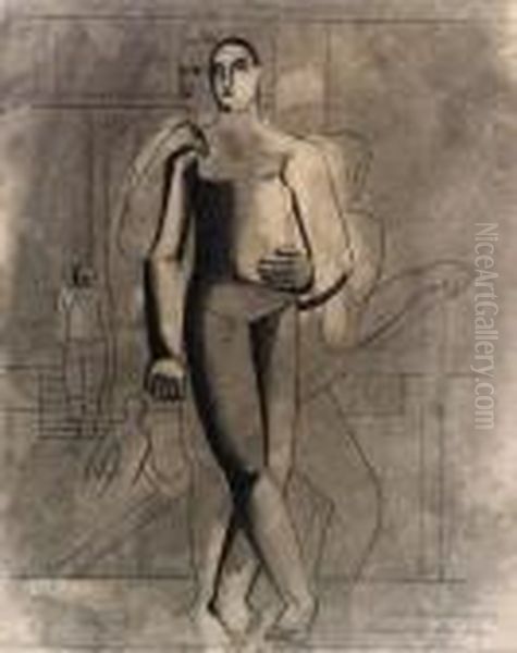 Schwimmergruppe Oil Painting by Willi Baumeister