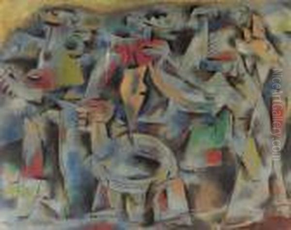 Aufbruch, Blau Oil Painting by Willi Baumeister