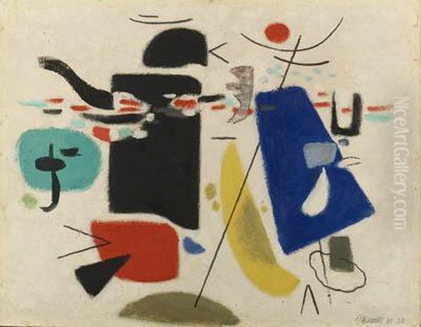 Berhrung-kleine Fassung Oil Painting by Willi Baumeister