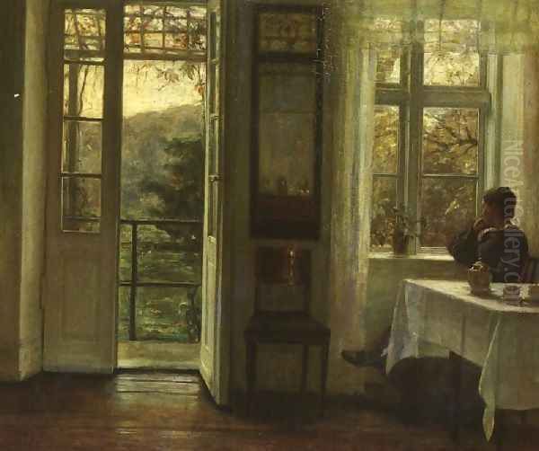 At The Window Oil Painting by Carl Wilhelm Holsoe