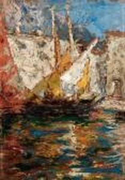 Vele A Chioggia - 1929 Oil Painting by Leonardo Bazzaro