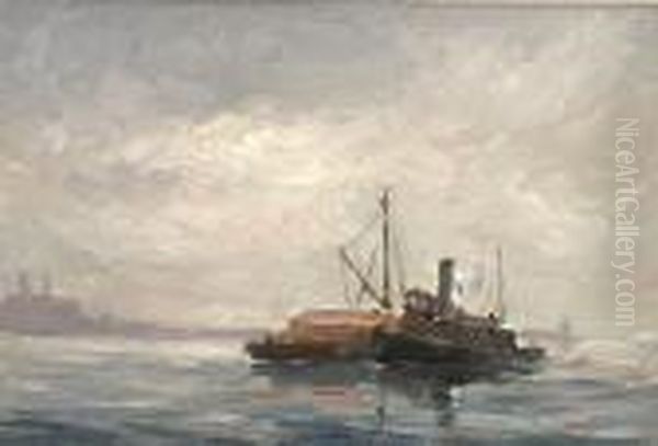 Dredging Oil Painting by Reynolds Beal