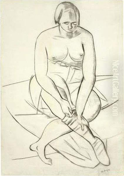 Sitzender Halbakt Oil Painting by Max Beckmann