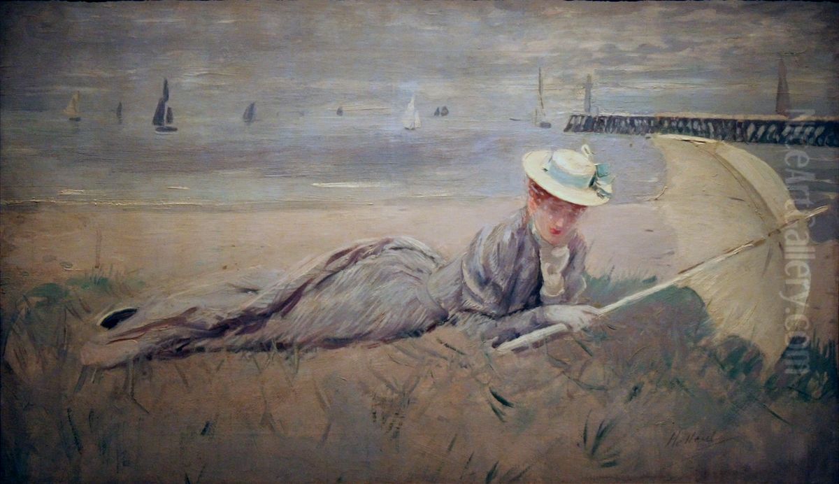 On the Beach Oil Painting by Paul Cesar Helleu