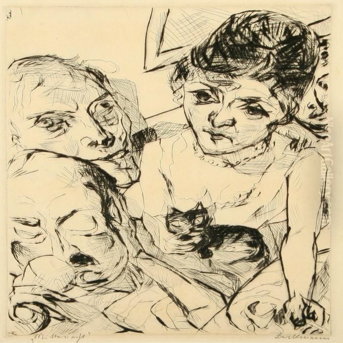 Der Abend (selbstbildnis
Mit Den Battenbergs) Oil Painting by Max Beckmann