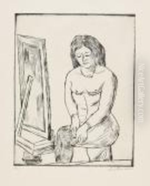 Toilette (vor Demspiegel) Oil Painting by Max Beckmann