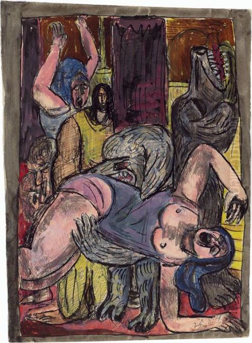 Die Hunde Werden Grosser Oil Painting by Max Beckmann