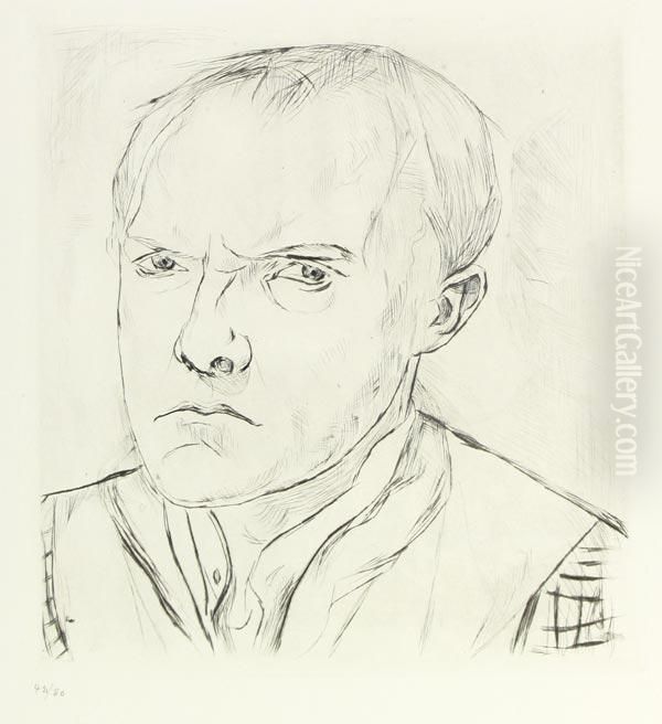 Selbstbildnis 1918. - 
Familienszene, Familie Beckmann. Blatt 1 Und 2 Der Folge <gesichter> Oil Painting by Max Beckmann