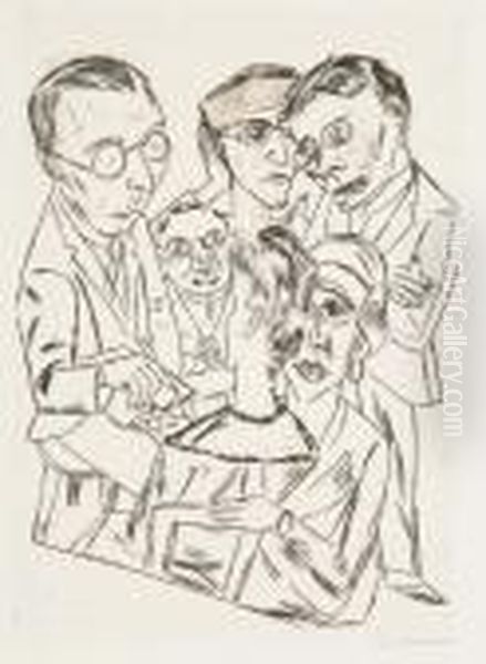 Der Zeichner In Gesellschaft (hofmaier 230 Iii Be) Oil Painting by Max Beckmann