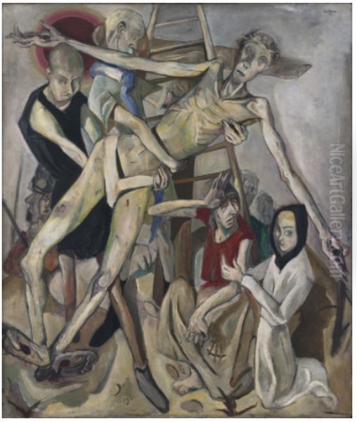 Descent From The Cross Oil Painting by Max Beckmann