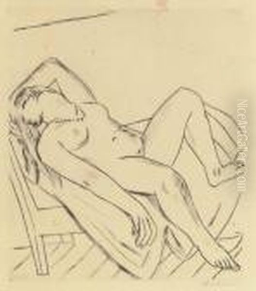 Reclining Figure (liegende) (hofmaier 232) Oil Painting by Max Beckmann
