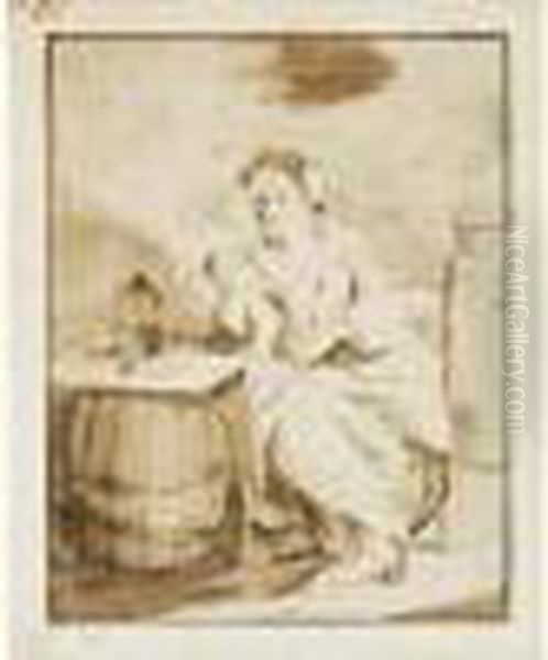 Deux Etudes De Personnages : Femme Fumant La Pipe 
Homme A La Cape Oil Painting by Cornelis (Pietersz.) Bega