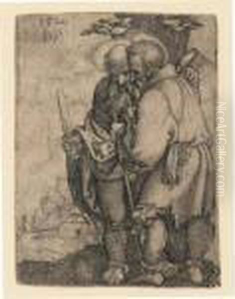 Christ And The Twelve Apostles: 
Plate Vii, Bartholomew And Matthias (b. 42; Holl., P. 44) Oil Painting by Hans Sebald Beham