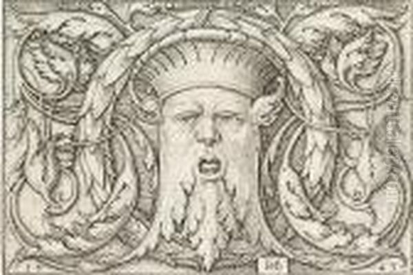 Ornament With A Mask (bartsch 231) Oil Painting by Hans Sebald Beham