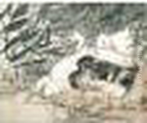 Geese Oil Painting by Xu Beihong