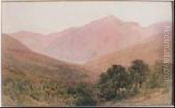 White Mountains At Sunset
 Watercolour And Pencil Oil Painting by Frederic Marlett Bell-Smith