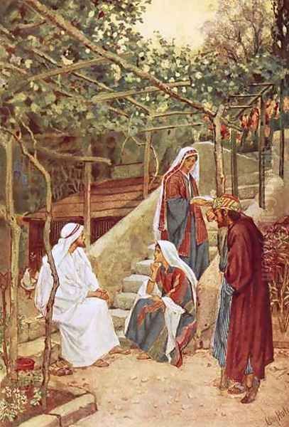 Jesus resting at Bethany at the house of his friends Oil Painting by William Brassey Hole