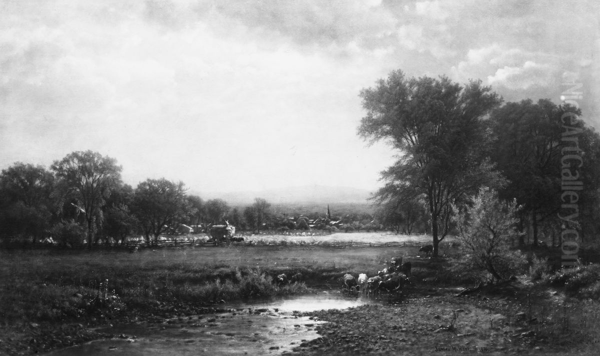 Pasture Scene Oil Painting by James McDougal Hart