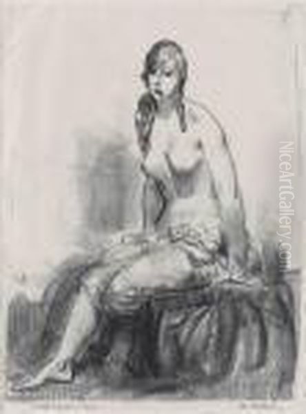 Morning, 
Nude Sketch Oil Painting by George Wesley Bellows