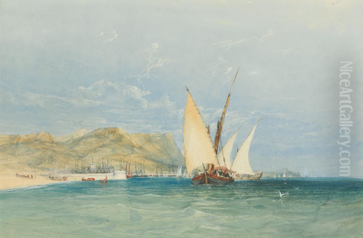 Coast Scene with Sailing Boats Oil Painting by James Holland