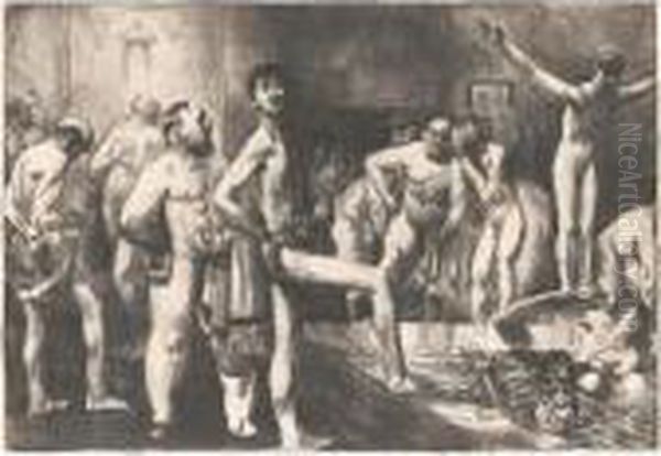 The Business-men's Bath (m.145; B. 125) Oil Painting by George Wesley Bellows