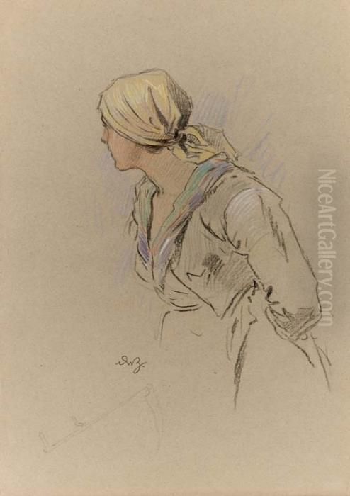 Contadina Con Fazzoletto Oil Painting by Achille Beltrame