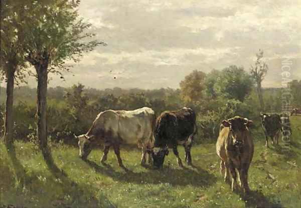 Paturage en Hollande Oil Painting by Johannes-Hubertus-Leonardus de Haas