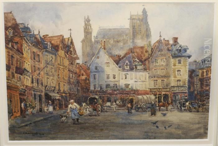 Market Square, Chartres Oil Painting by Frank Moss Bennett