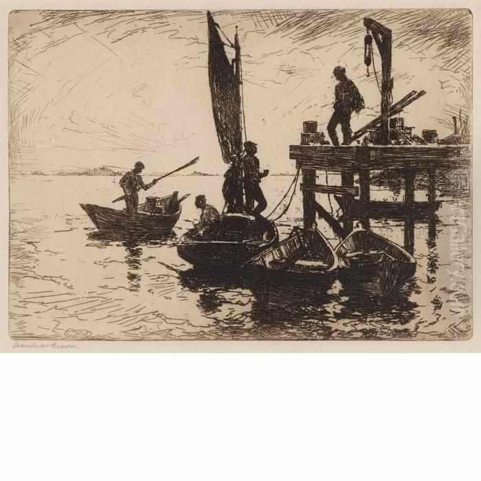 Boats At Dawn Oil Painting by Frank Weston Benson